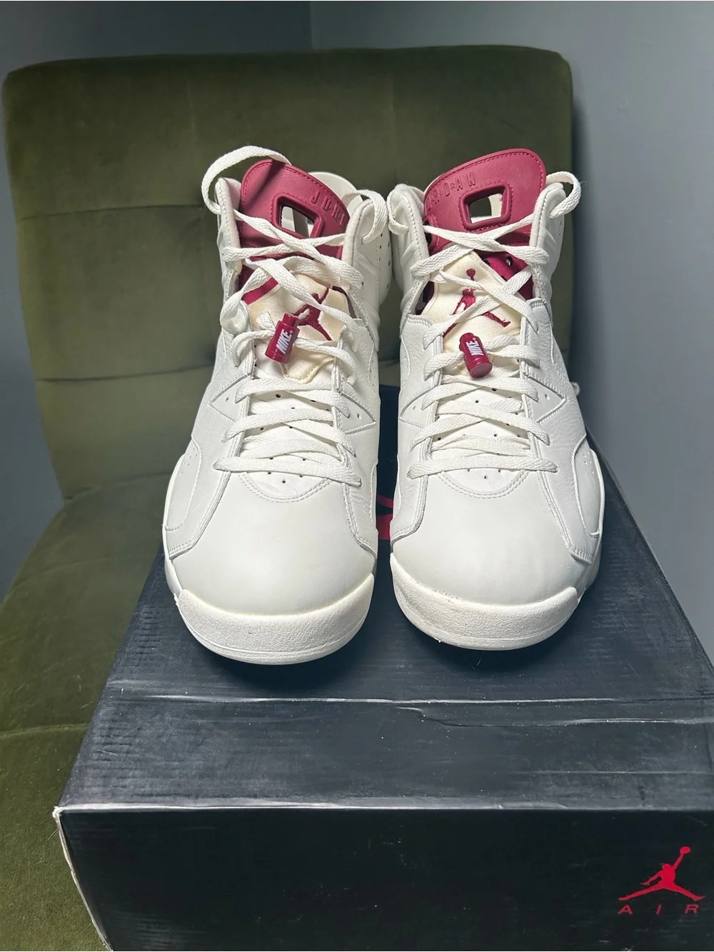 Jordan White and Pink High-Top Sneakers